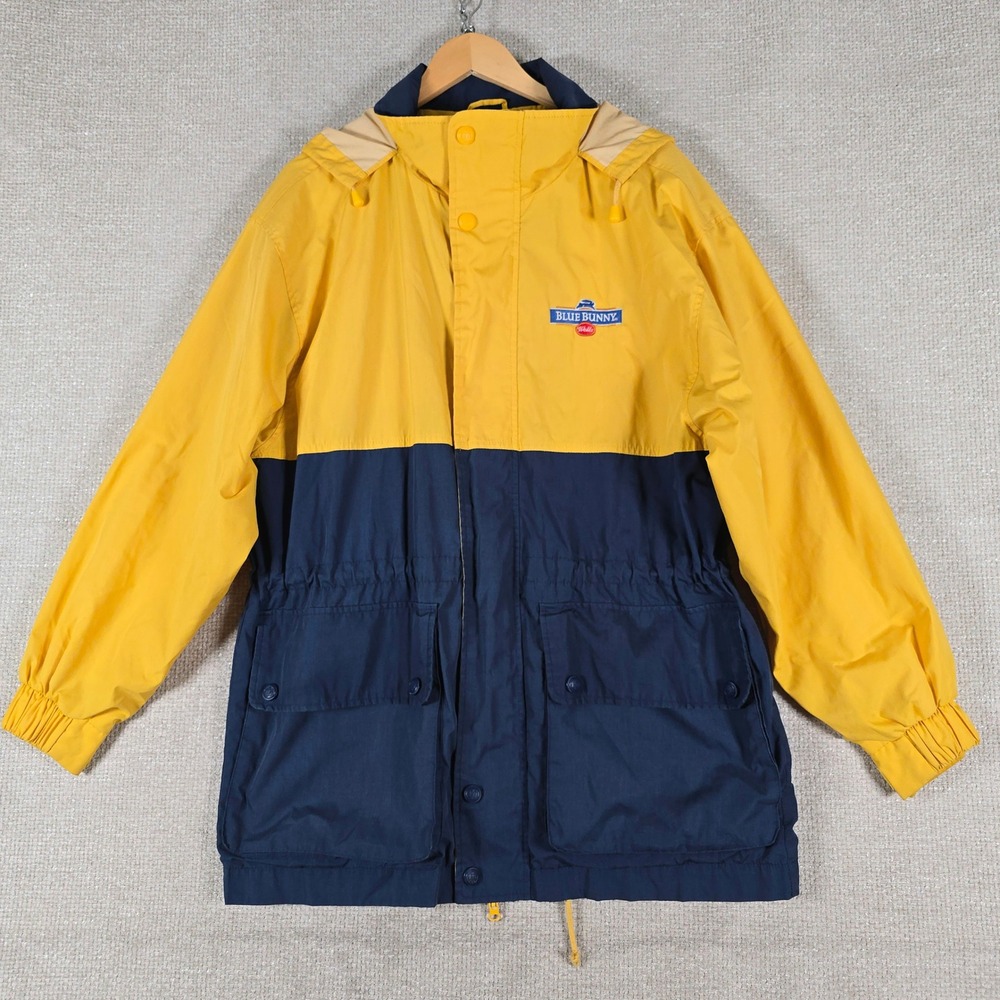 Vintage Auburn Sportswear Blue‎ Bunny Wells Jacket Mens Medium Yellow Navy
